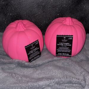 Two 6" Ashland Craft Pumpkins Halloween Craft Carve Paint Decorate Pink Neon
